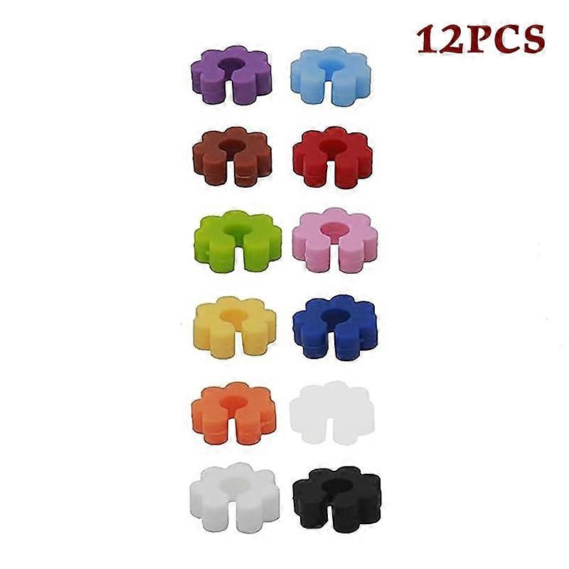 12/24Pcs Reusable Silicone Wine Glass Charms Drink Marker Bands Bottle Strip Tag Cup Labels Signs For Party Bar Cocktail Champag