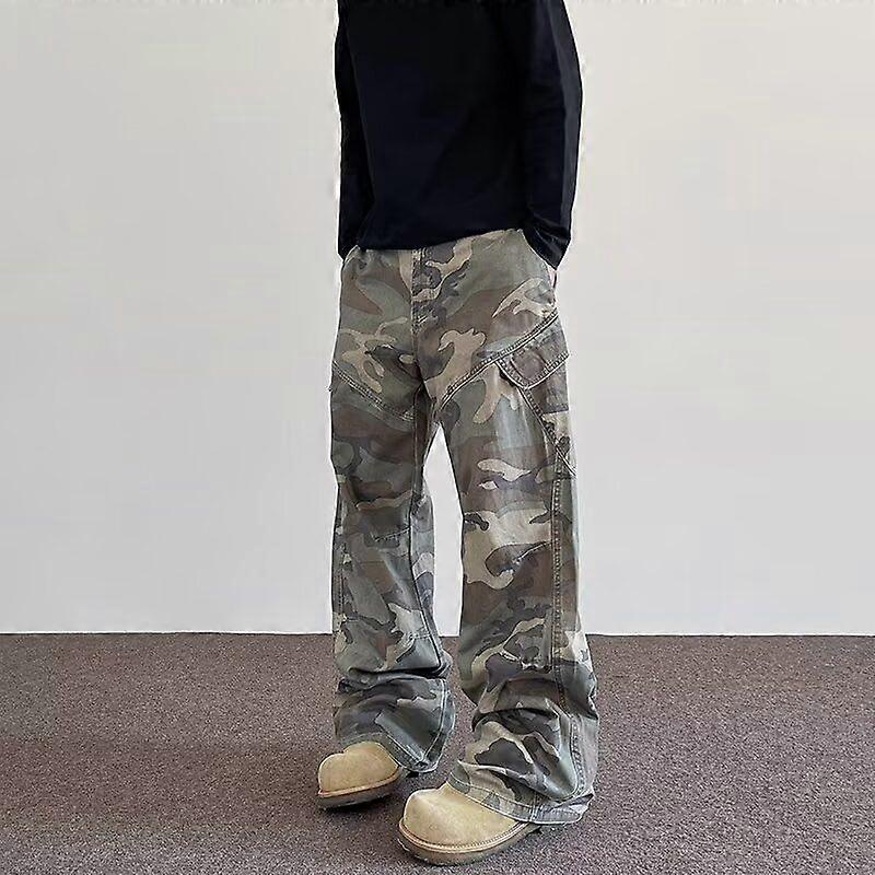 American Vibe Camouflage Pants For Men, A Trendy Streetwear Brand With A High-End Feel. The Slightly Flared Pants Are Slimming And Form-Fitting, And T