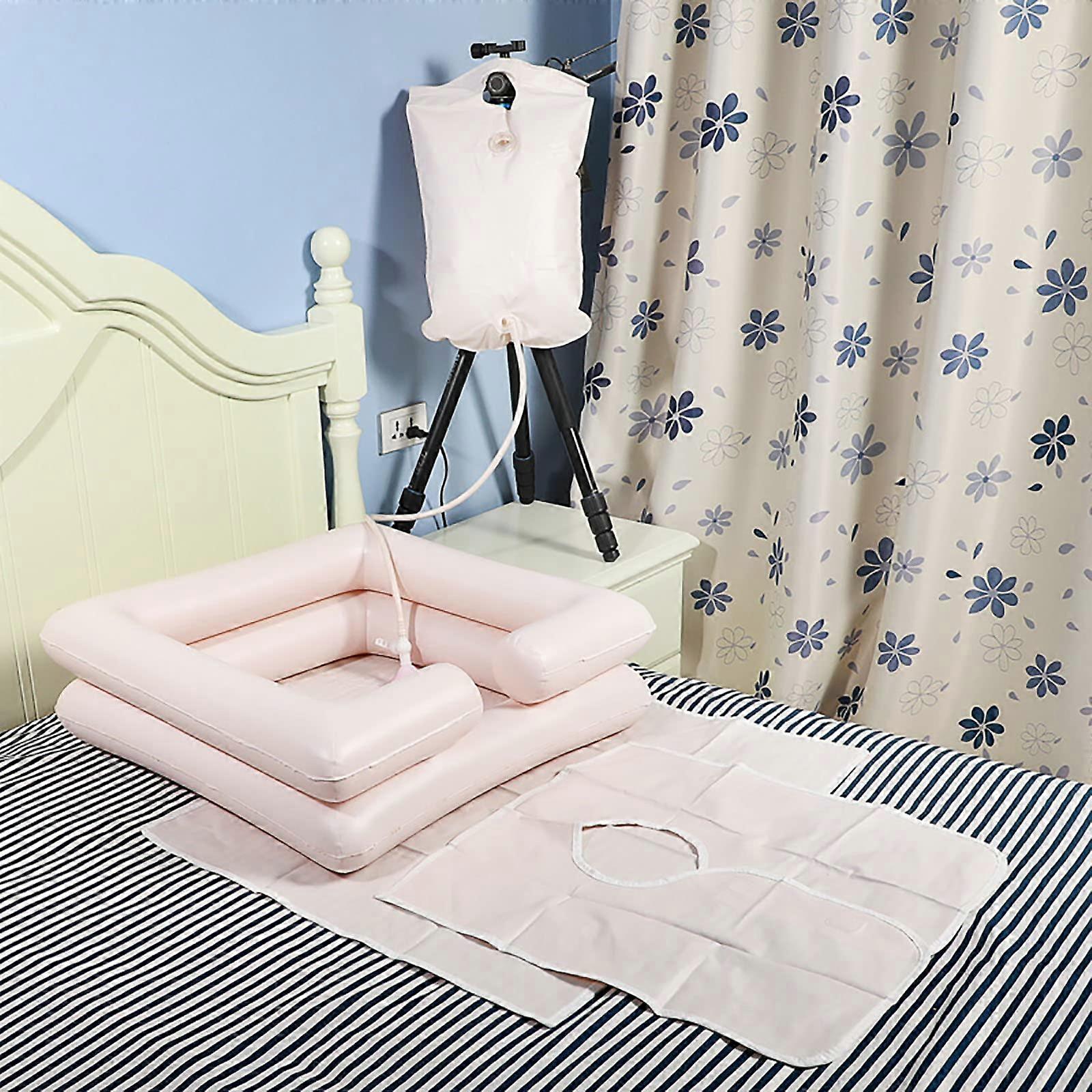 Inflatable bedside shampoo sink, hair washing shower system for bedridden, disabled elderly, and pregnant individuals, practical bed bathing solution