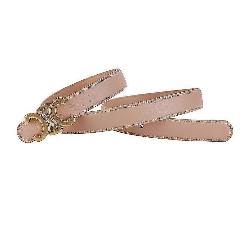Women's Versatile Leather Belt with Smooth Buckle for Pants & Sweaters