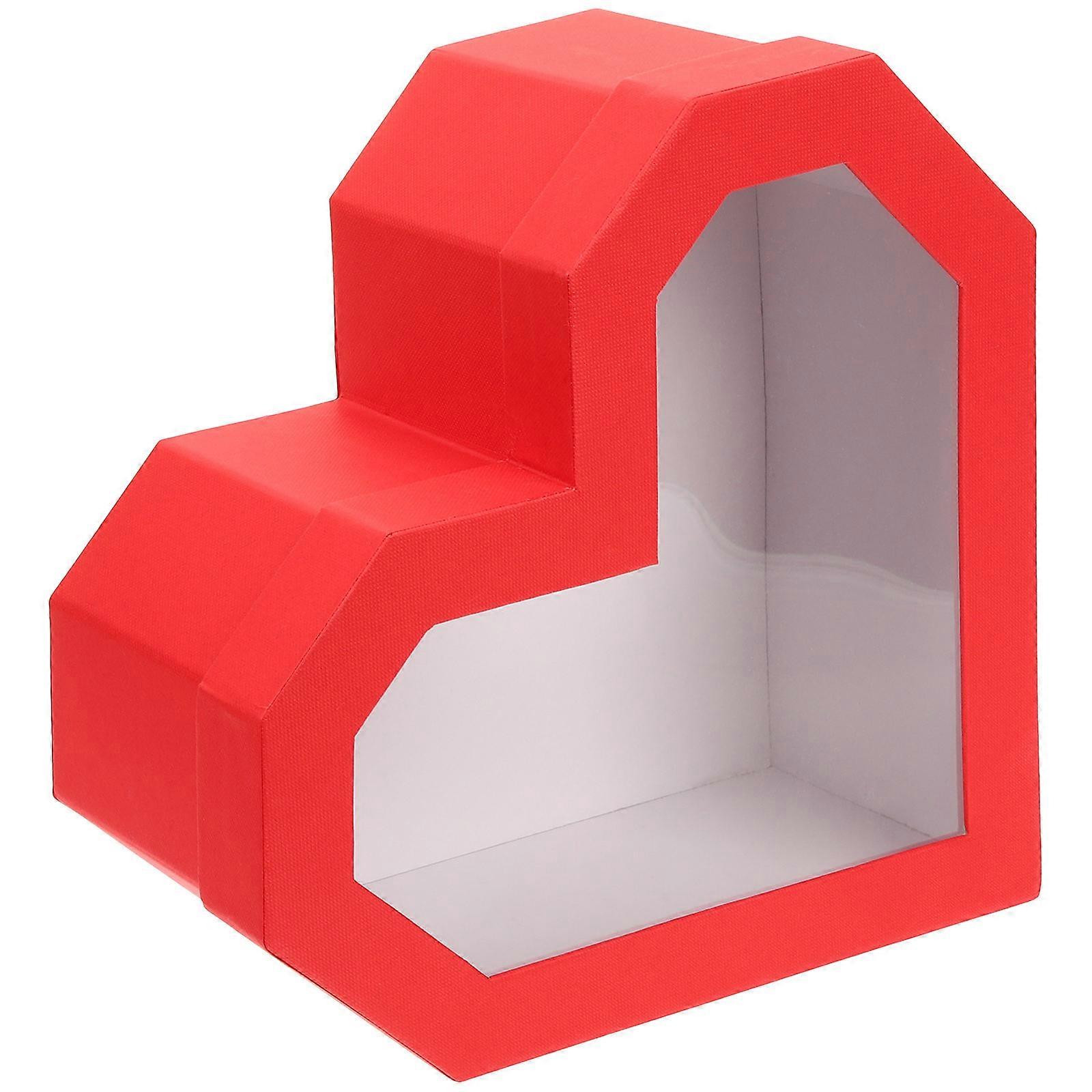 Heart Shaped Present Box Hard Board Paper Valentines Day Flower Packaging 26.5x25.5cm Gift Wrapping 1Set