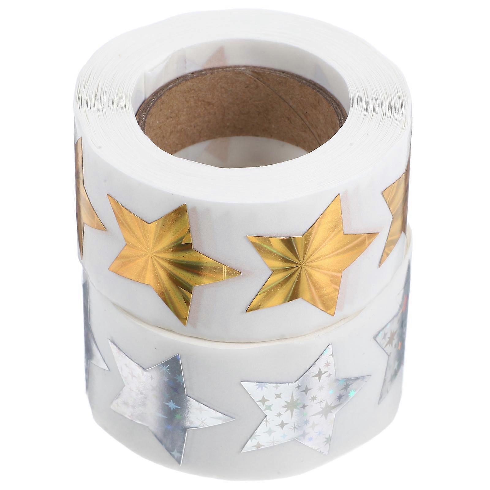 Colorful Star Shaped Stickers Coated Paper Reward Seals for Home Decoration Teaching Rewards 2 Rolls
