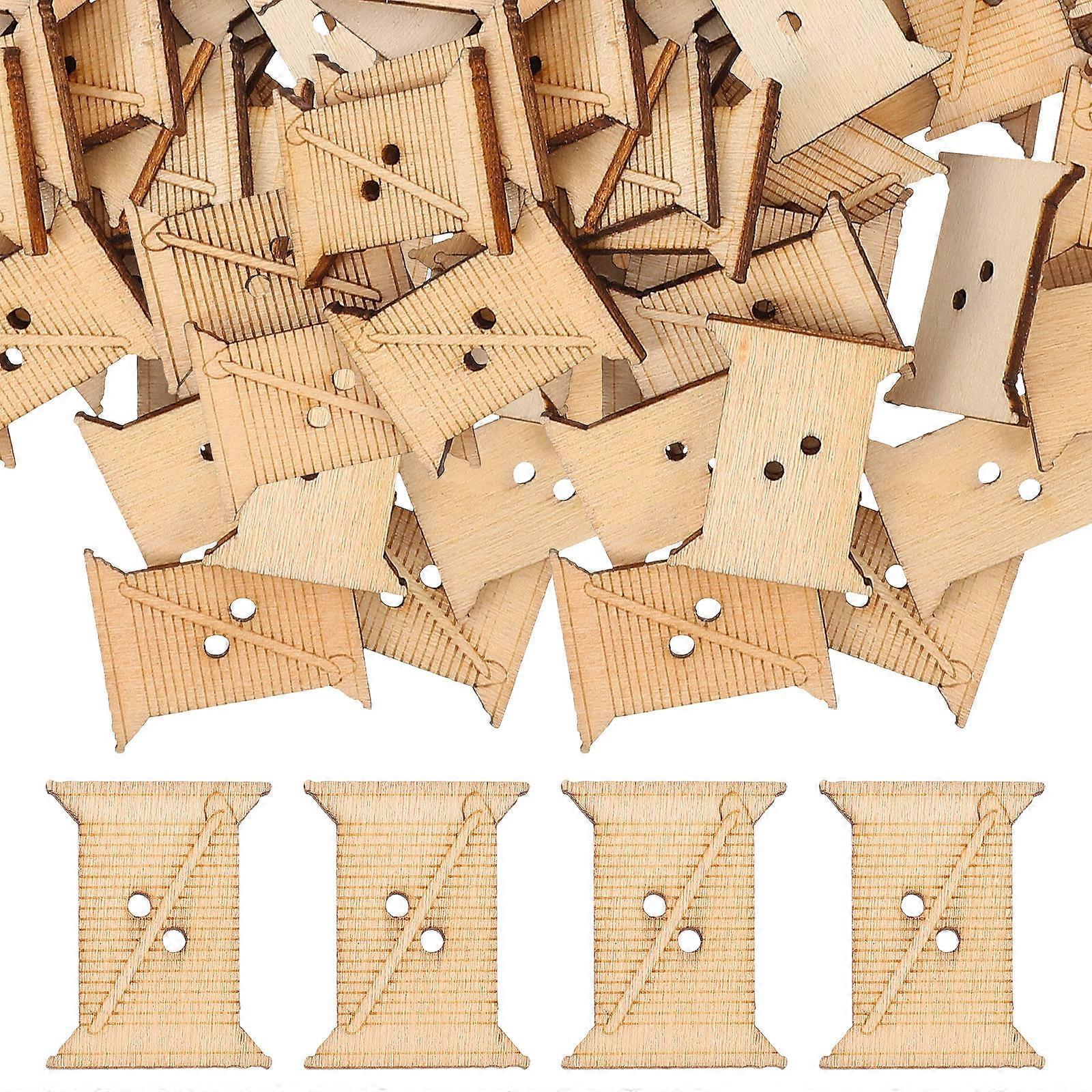 50pcs Large Yarn Bobbins Spool Cross Stitch Organizer Wooden Thread Holder Set