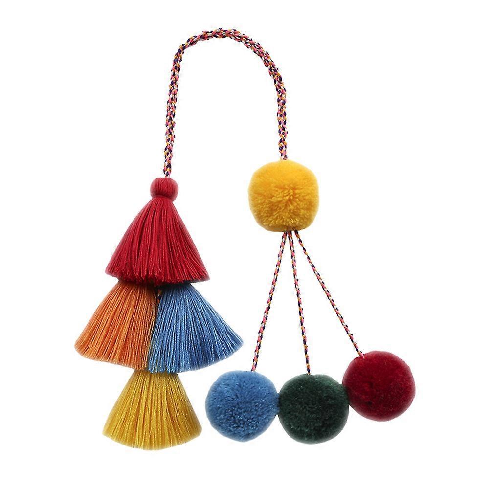 Rope Bag Charm Tassel Purse Charm Fashion Diy Hand-woven Bohemia Light Multicolor 54x4.5x4.5cm Phone Decor 1Pcs