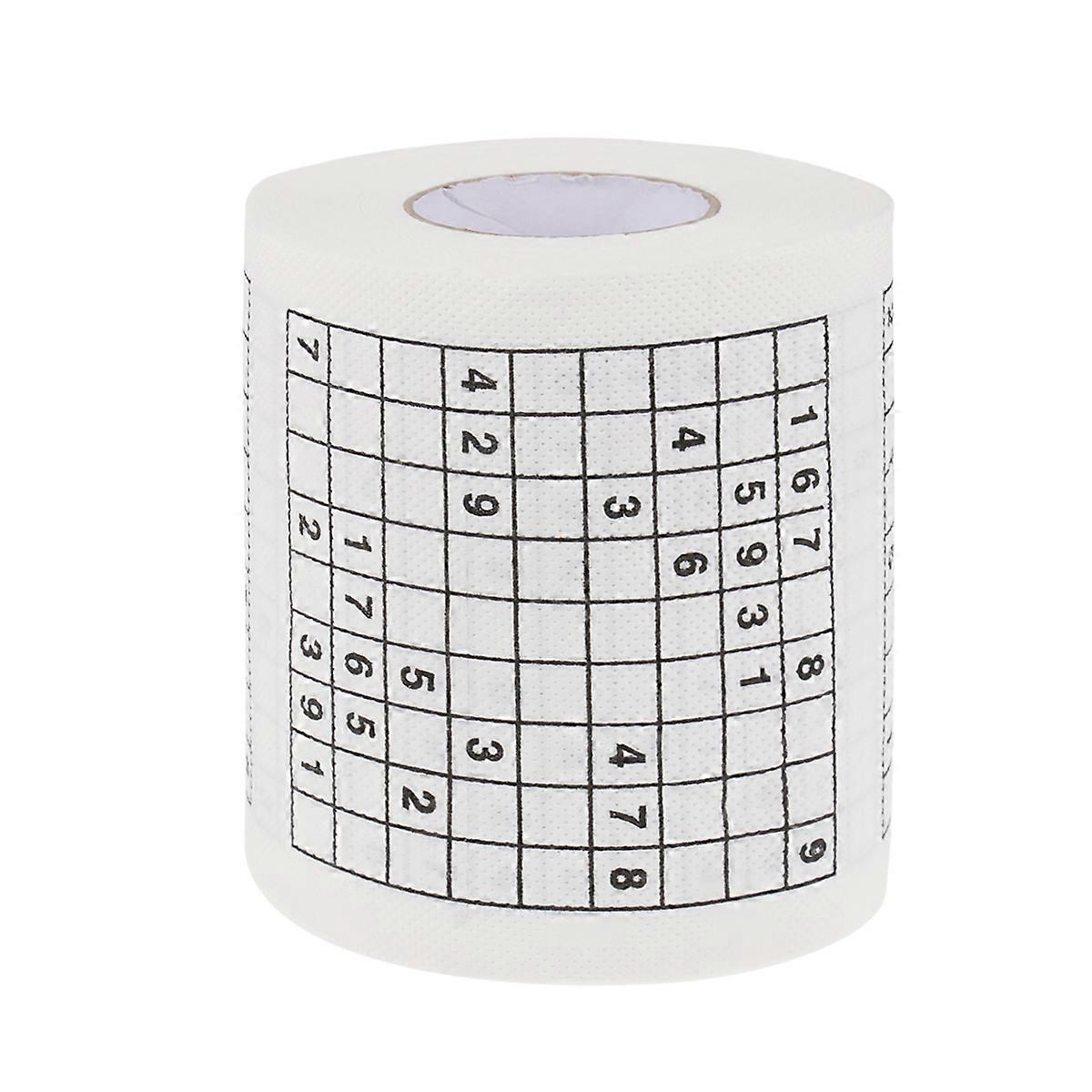 Creative Sudoku Printed Toilet Paper Made of Wood Pulp for Home Use White and Comfortable to Use 12 Rolls