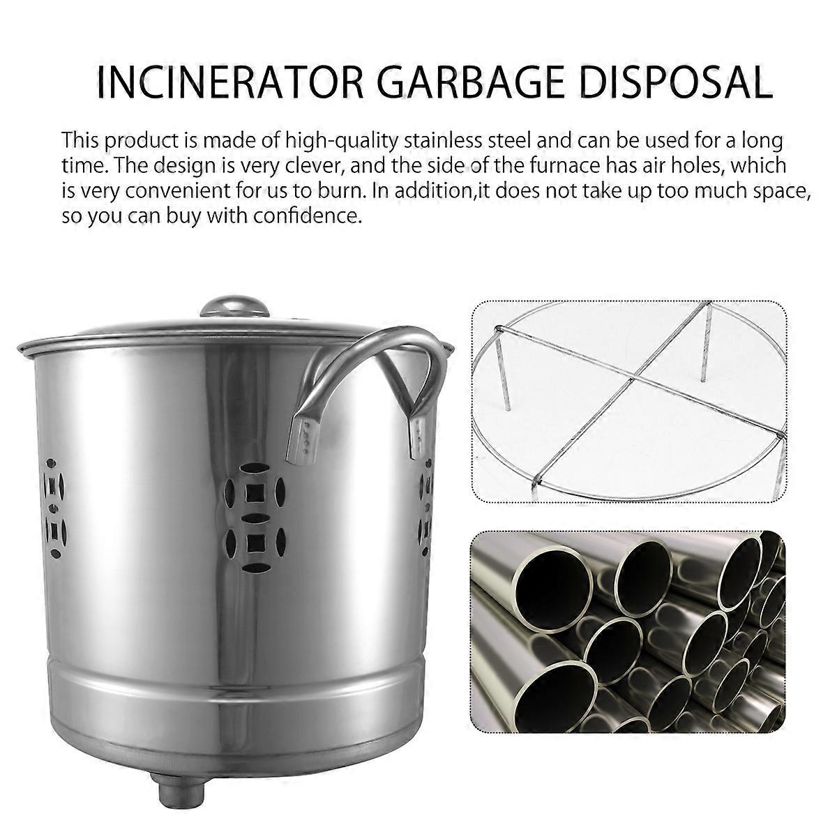 Burn Barrels for Outside Incinerator Silver Cylindrical Home Use 30X34.5CM Burning 2Pcs