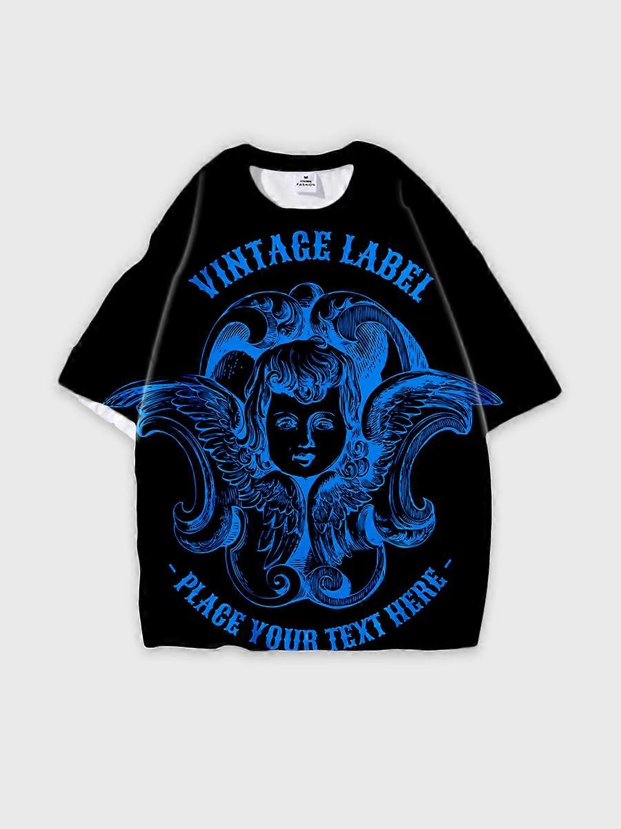 T-shirt round neck Pattern loose short sleeve C2934