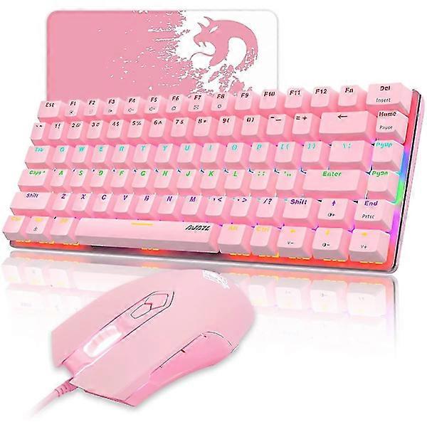 Clavier de jeu souris Combo filaire blanc led rétroéclairé 82 touches ergonomique gamer rose clavier