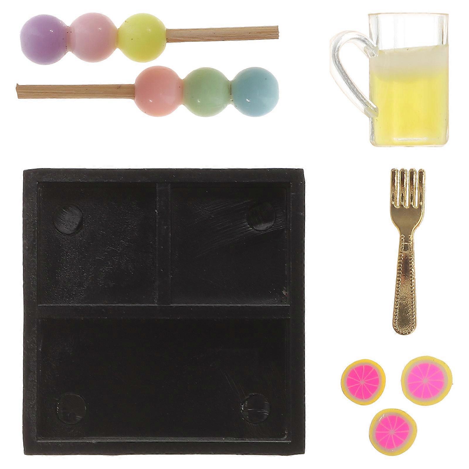 Miniature Ornament Kits 2 Sets Mini Afternoon Tea Models Assorted Color Decoration 2Sets