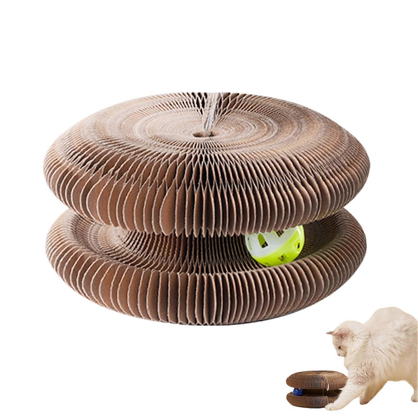 Foldable Magnetic Cat Scratching Board with Bell, Interactive Toy for Indoor Cats