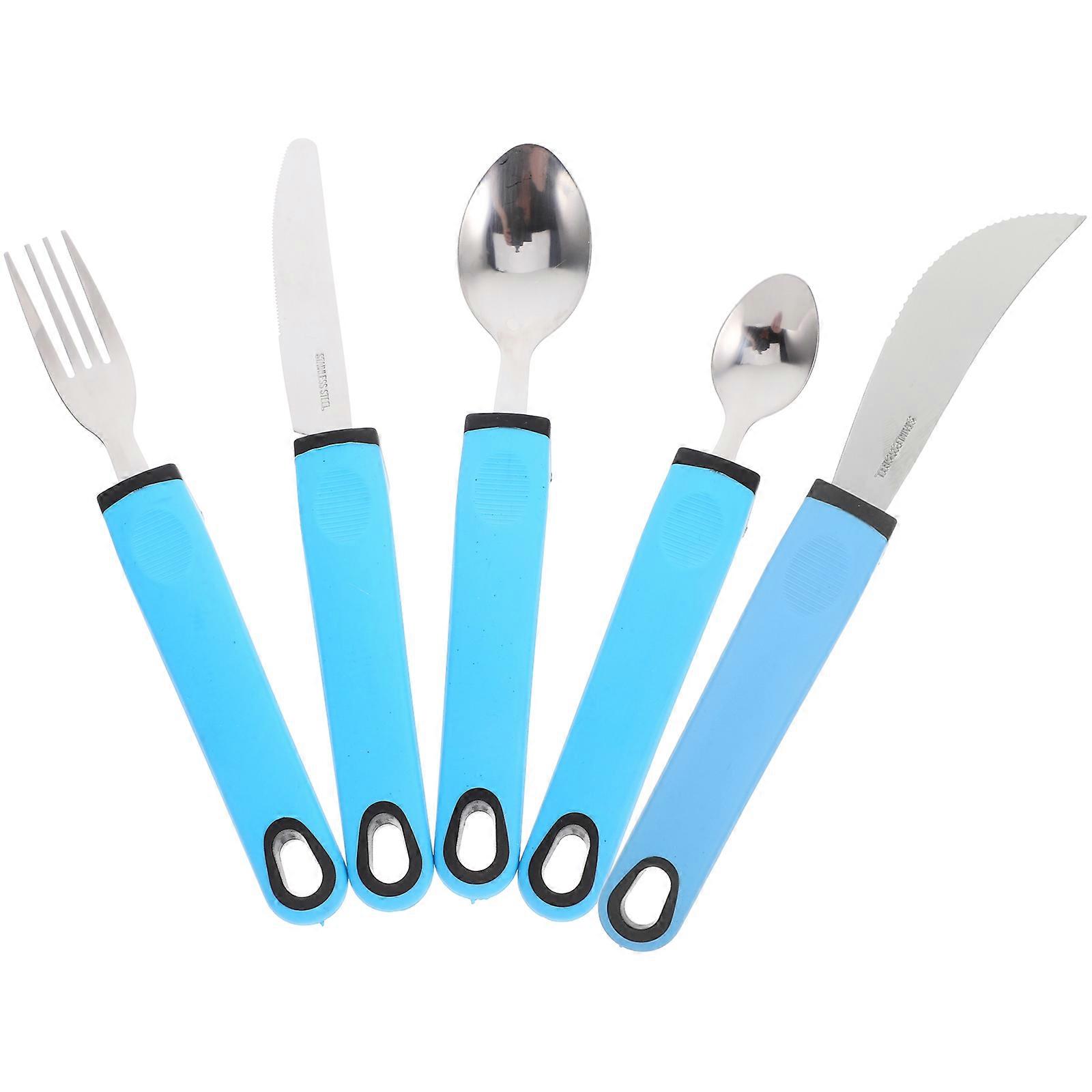 Eating Utensils For Elderly Care Products 1 Set Easy To Clean Adaptive Tableware With Ergonomic Handle For Daily Meals