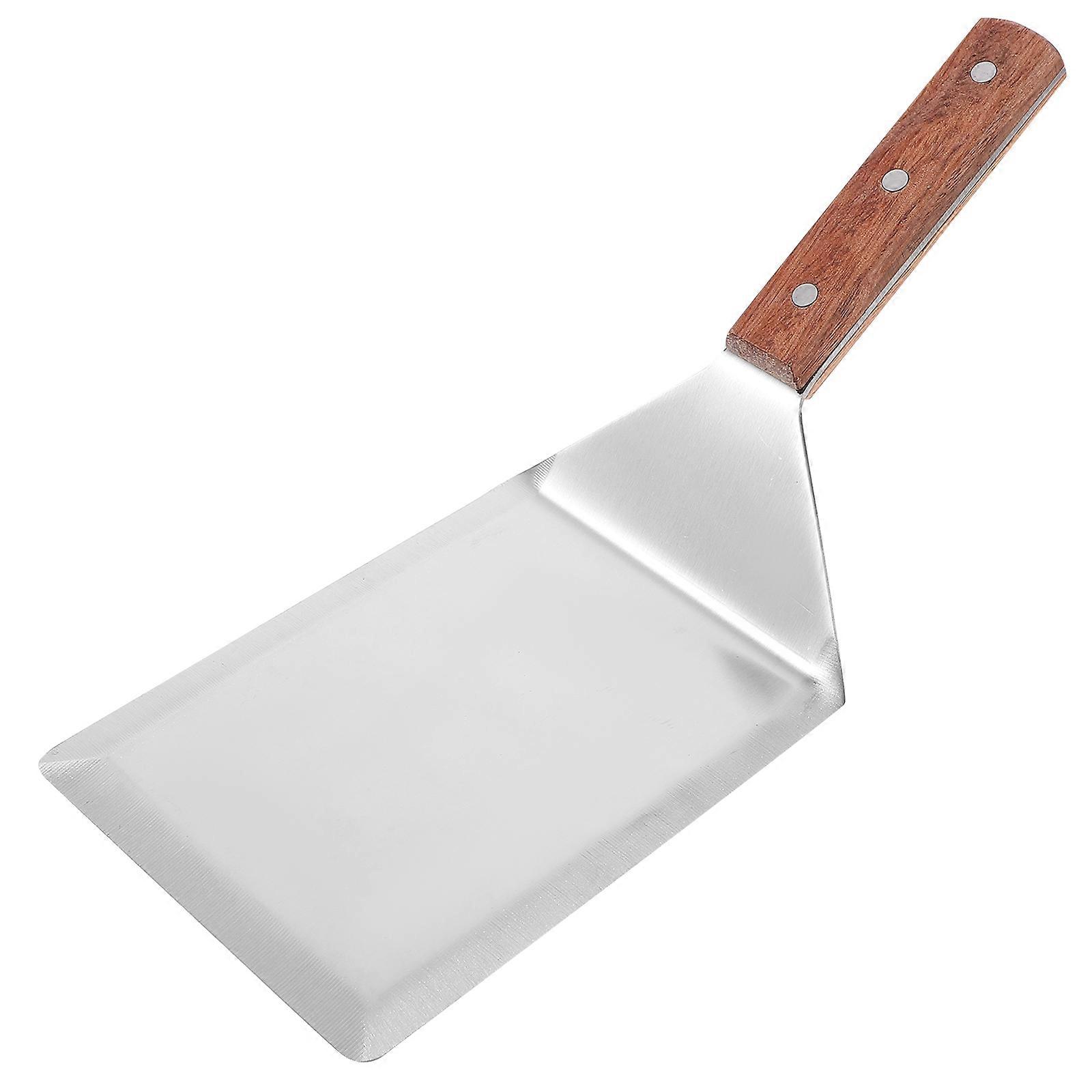 Silver HeatResistant Cooking Spatula with Wood Handle for Daily Use Sturdy Design 12.5 inch