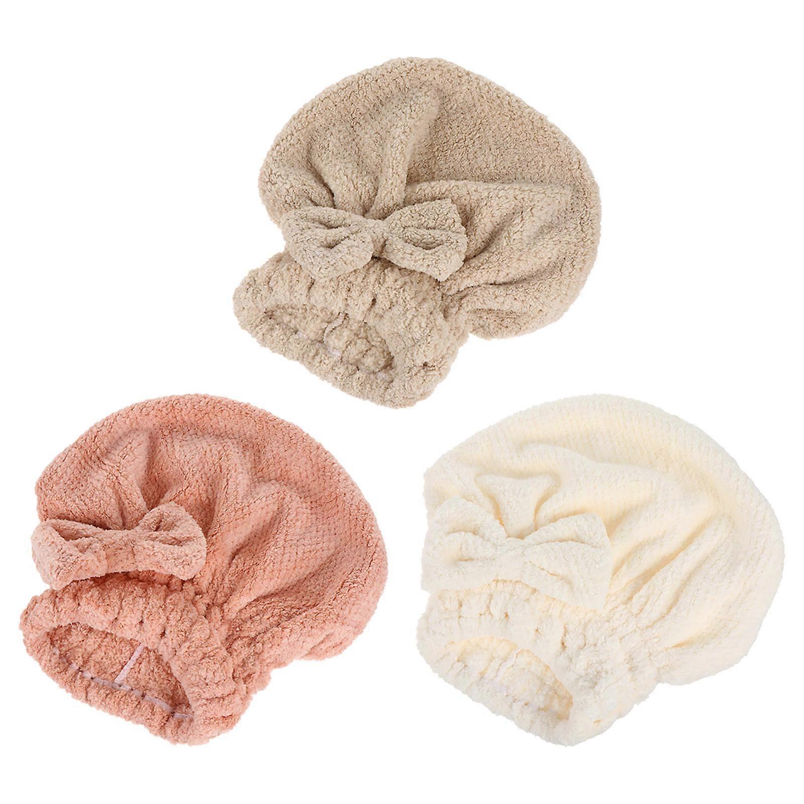3pcs Soft Coral Fleece Hair Towel Wraps for Women – Ultra Absorbent, Quick Drying Turbans to Reduce Friction Damage, Ideal for Home, Travel, Spa &