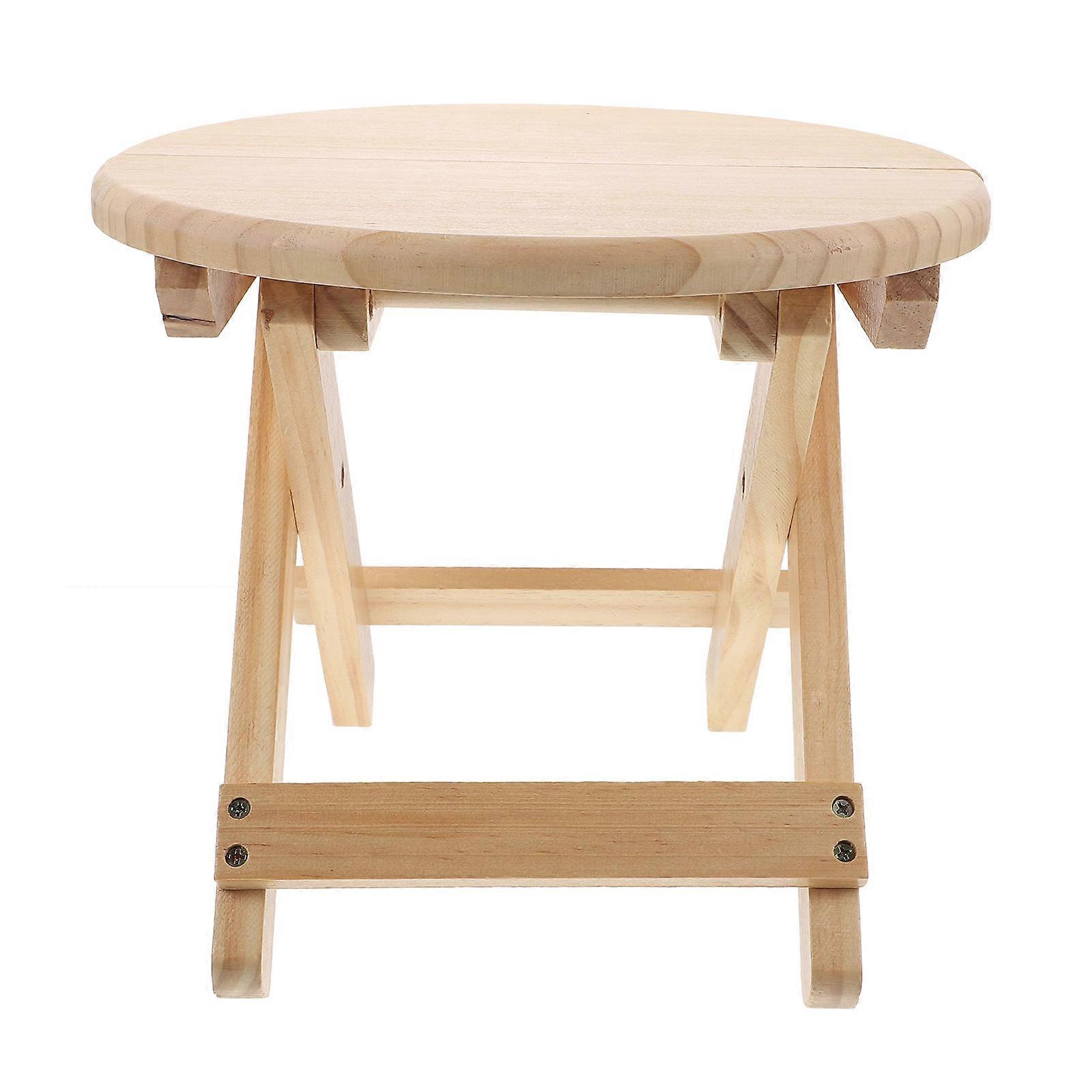Lightweight Solid Wood Folding Round Stool for Home and Dorm Use – Stable Footstool and Step Stool for Shoe Changing and Seating