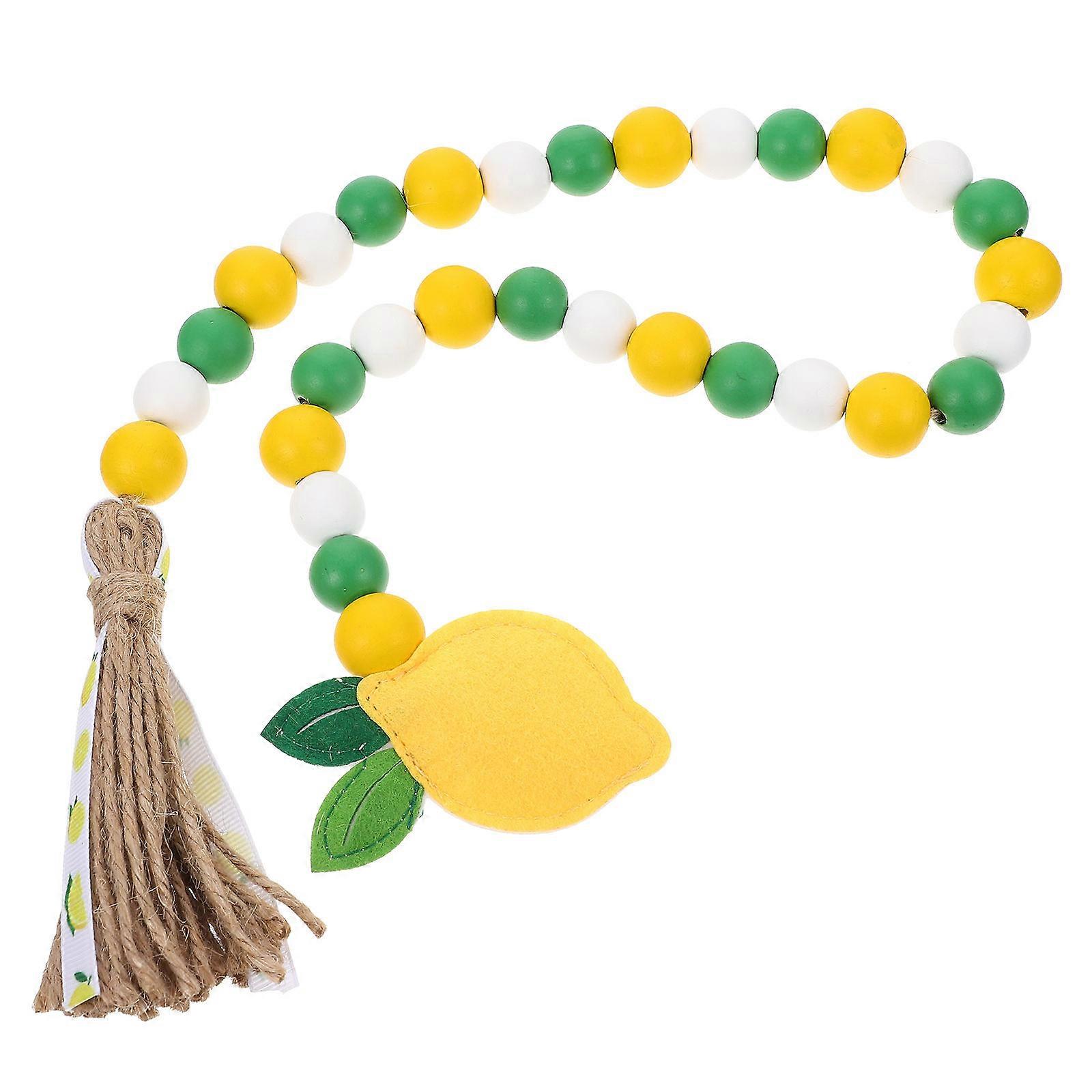 Wooden Bead String Decor with Tassels Wall Hanging Ornament for Home