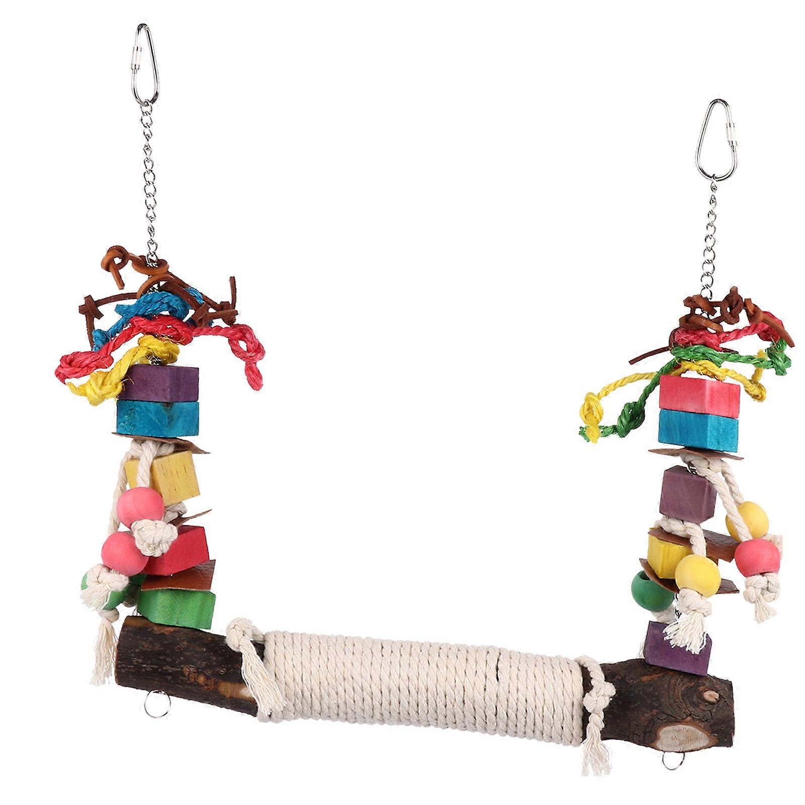 Bird Swing Parrot Playing Toy Bird Cotton Rope Swing Chewing Hanging Toy