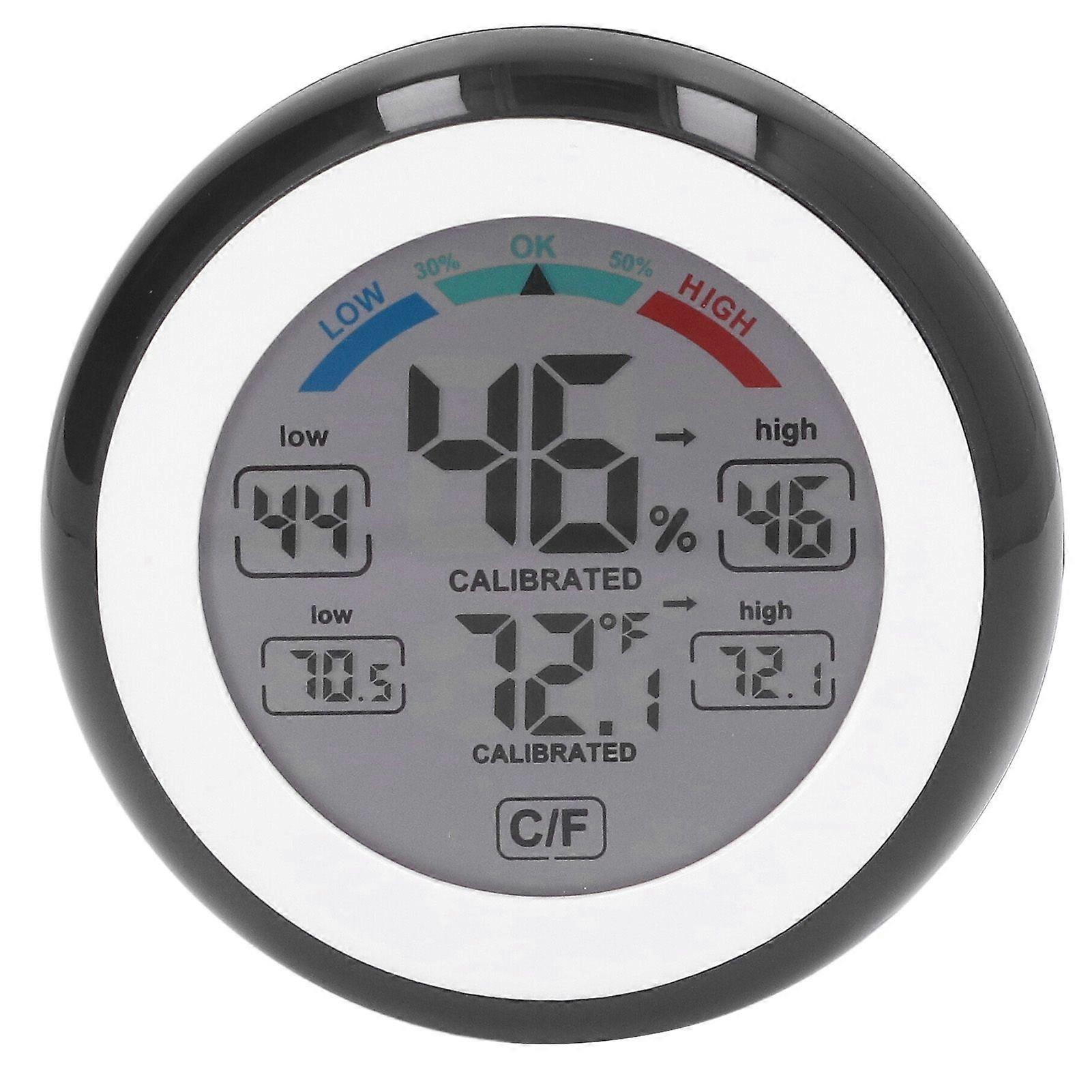 Indoor Outdoor Thermometer Hygrometer Round Touch Screen Wireless Electronic Temperature Humidity Meter with LCD