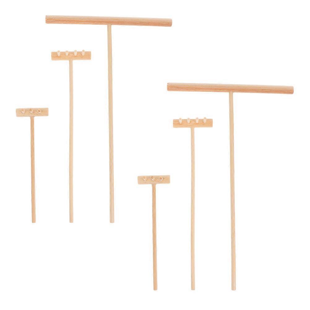 2 Sets of Durable Mini Rakes for Sand Table Decorations Made of Synthetic Material Light Brown