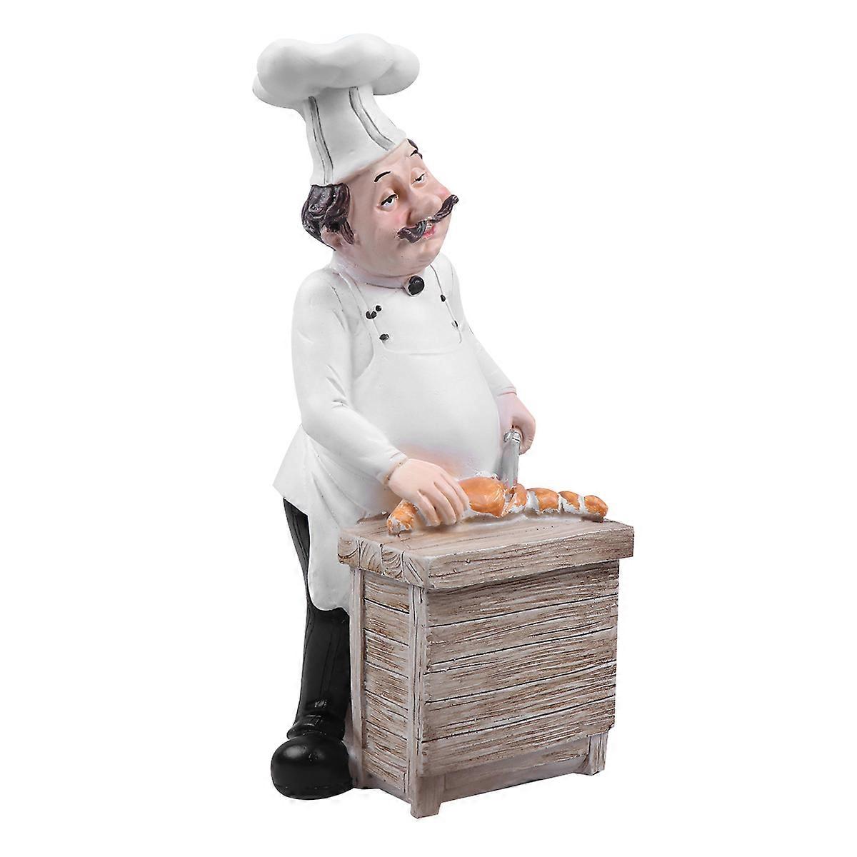 Resin Mini Cook Statue Chef Model Decoration for Home 22x10x10cm Retro Style Adornment 1Pcs