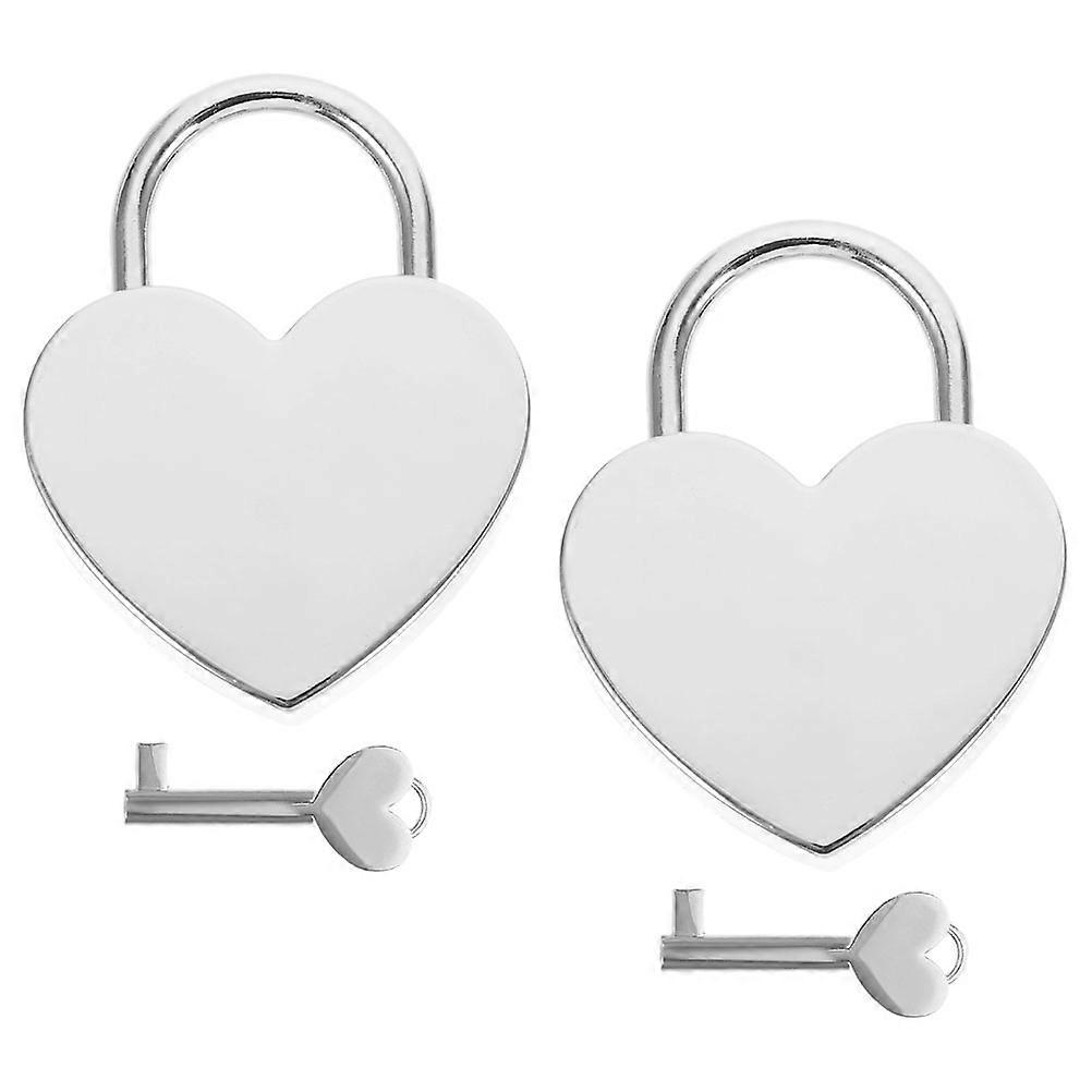 Silver Heart Shaped Padlocks For Love Bridge And Tourist Attractions 2 Sets Lock And Unlock Cute Design
