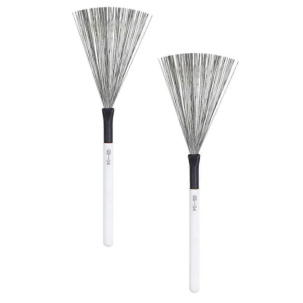Wooden Handle Drum Wire Brushes for Jazz Performance Steel Material 2Pcs