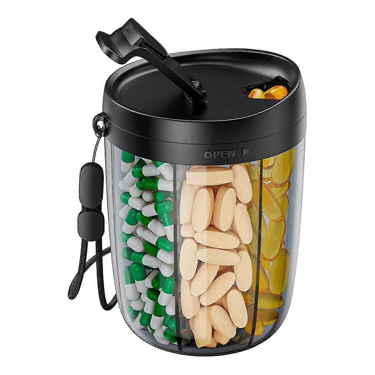 6 Grids Large Pill Cup Bottle Organizer Supplement Organizer for Holding 7 Various Vitamins Travel