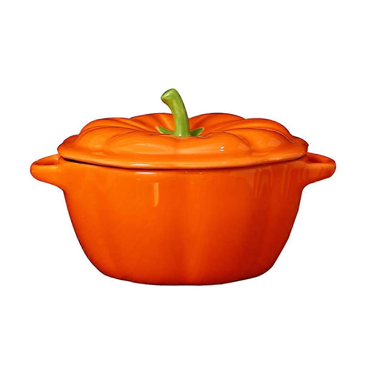 Creative Ceramic Pumpkin Bowl Handcrafted Dish with Pumpkin Shape, Suitable for Soup and Decoration, Oven, Refrigerator, and Microwave Safe