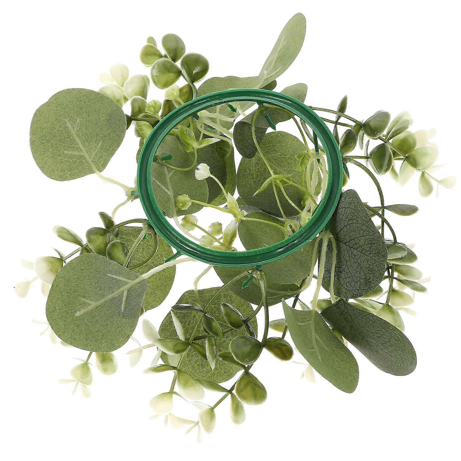 Greenery Candle Wreath with Eucalyptus Leaves for Home Decoration Reusable PE and Silk