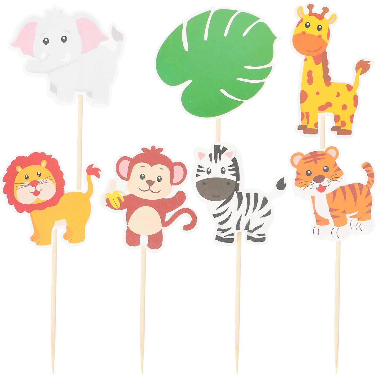Animal Shapes Birthday Cake Topper For Celebrations 8X6.5Cm Assorted Color 28Pcs