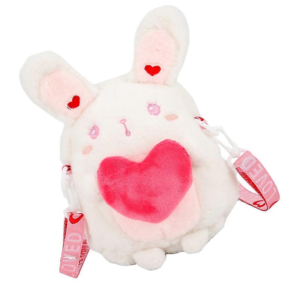 Creative Rabbit Plush Messenger Bag for Girls with Heart Design Ideal for Daily Use in White