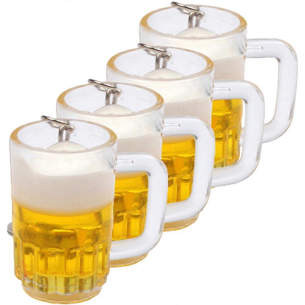Multi Color Mini Beer Cup Shaped Keychains Acrylic and Stainless Steel for Decorative Use