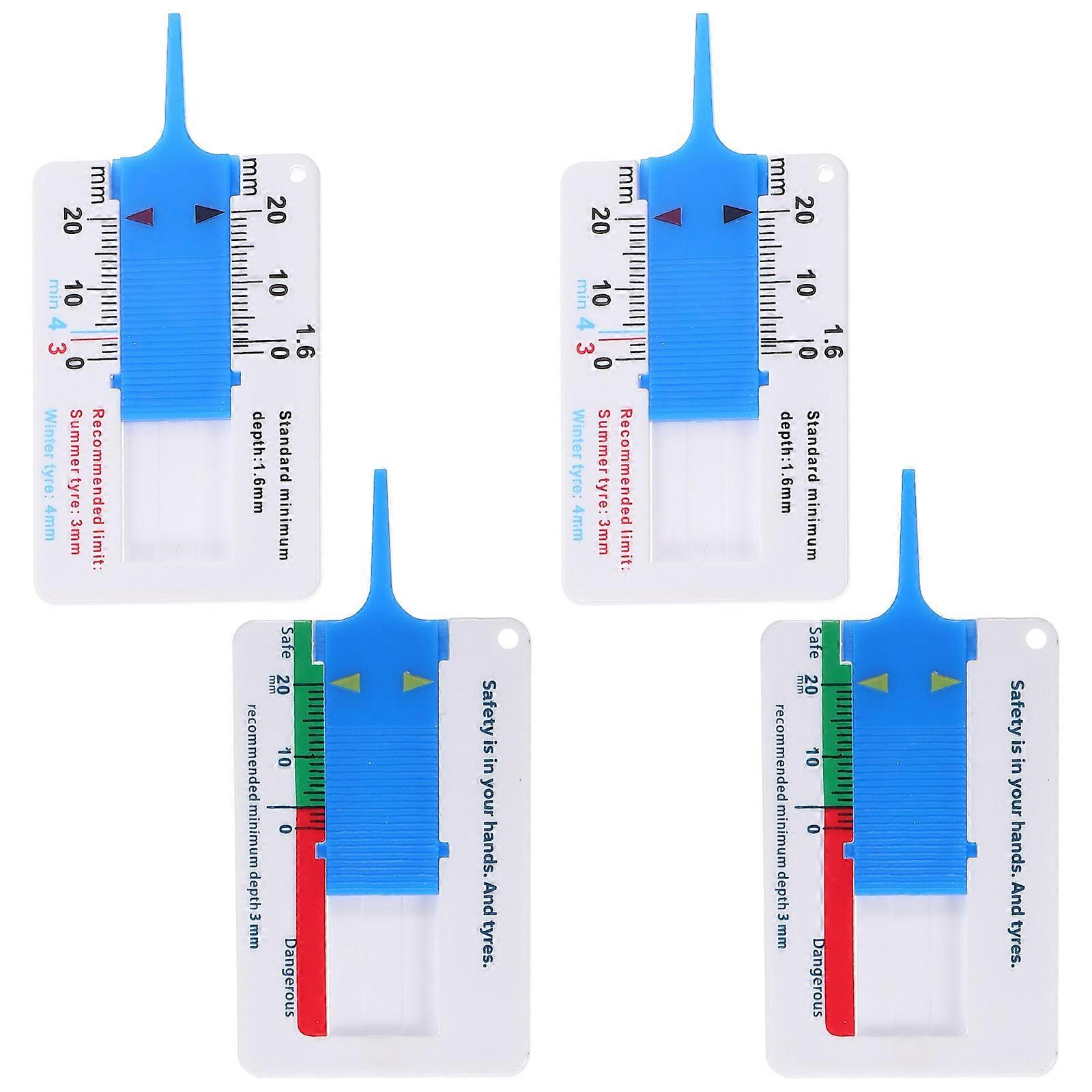 Tire Measure Tool Depth For Drivers And Mechanics Assessment Of Tire Wear With Portable Design 4Pcs
