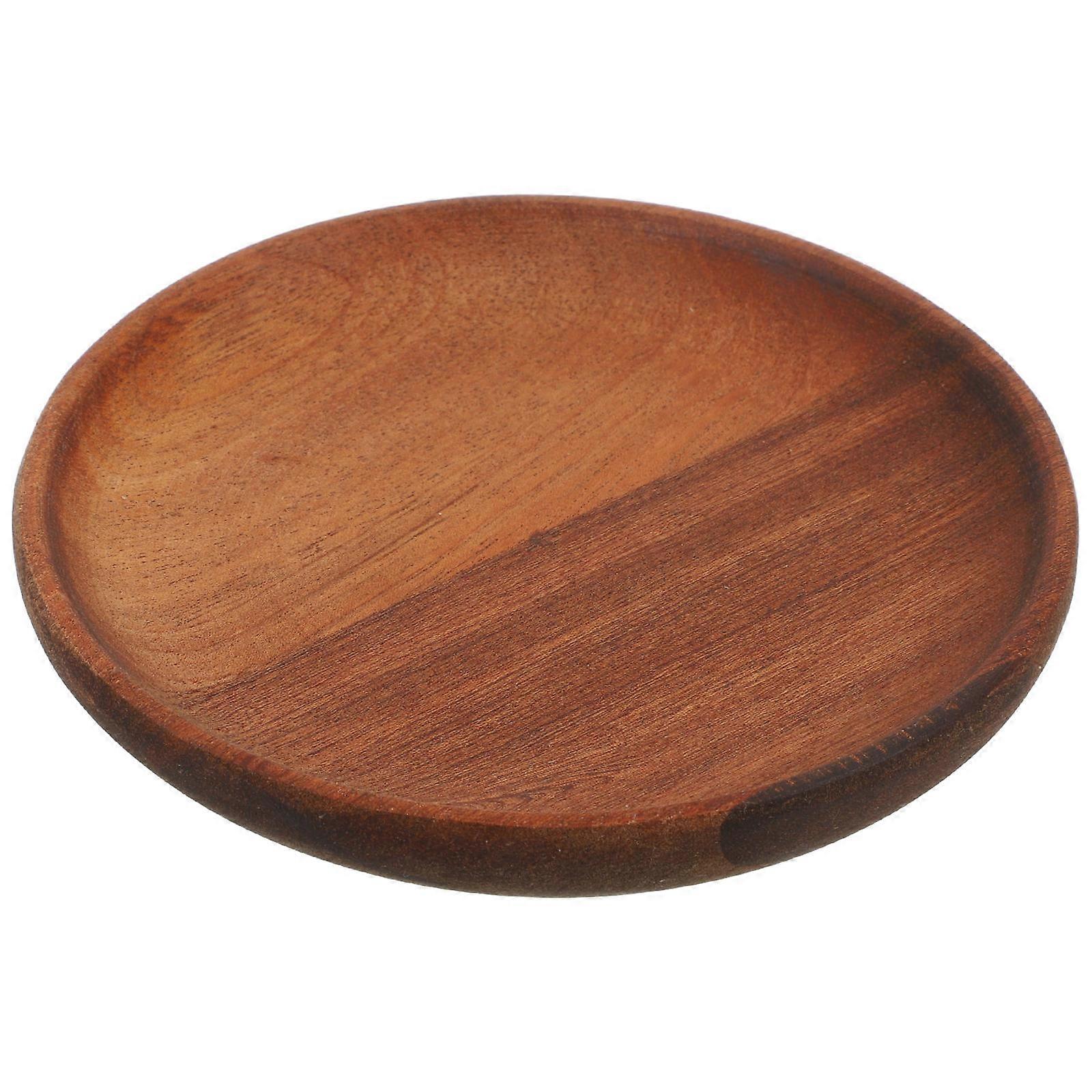 Round Wooden Plate Wood Serving Tray Wooden Dessert Tray Fruits Serving Plate Jewelry Tray