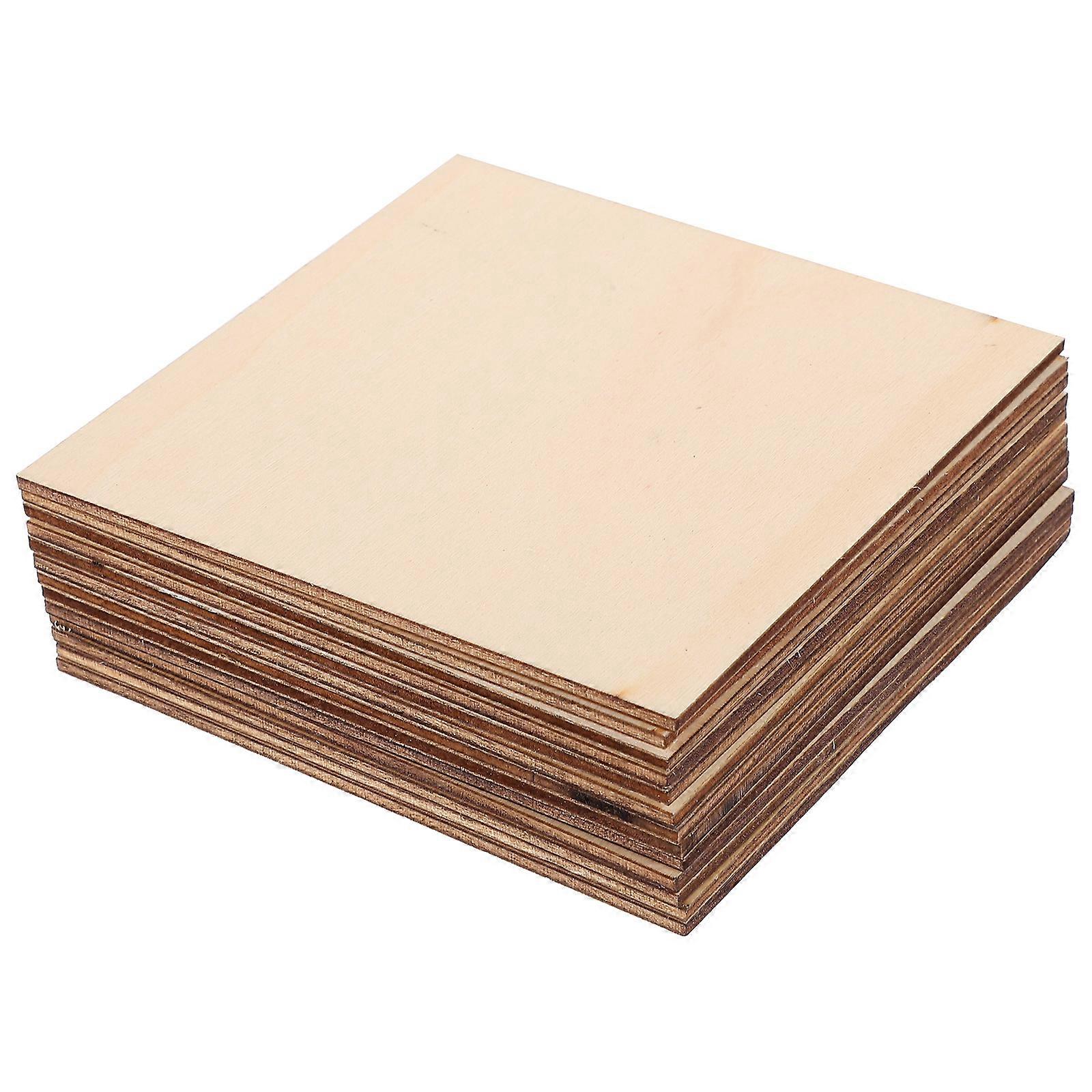 20pcs Unfinished Natural Wood Slices for DIY Crafts, Square Cutouts for Art Decor, Birthday Reminders, and Message Boards with Unique Designs