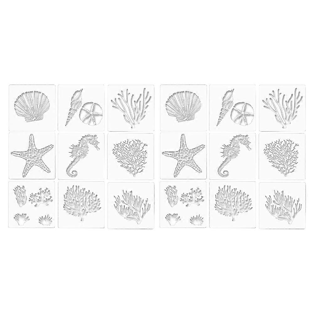 Art Painting Tools Hollow Out Design Templates For Drawing And Craft Projects 5.11X5.11 Inch 18 Pieces