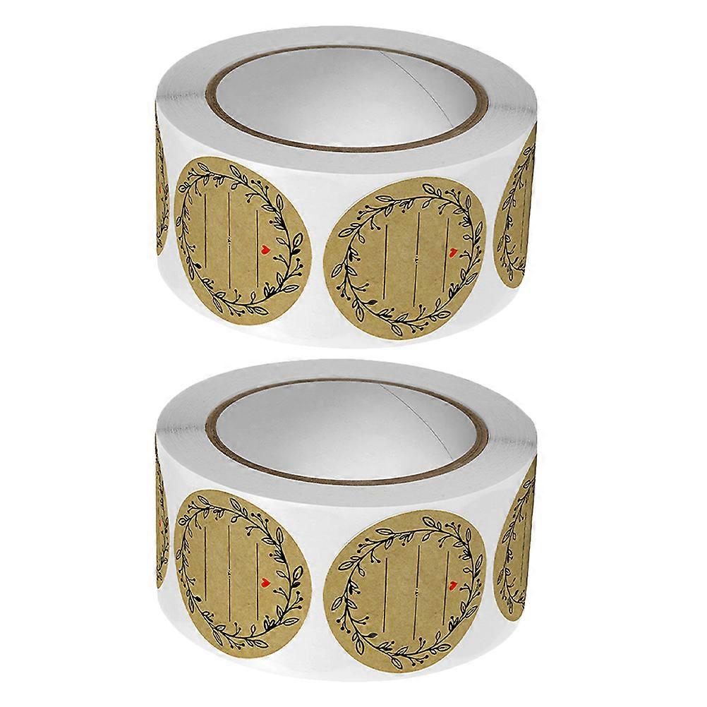 Sticker Labels Roll 2 Rolls Delicate Pattern Gift Stickers Suitable For Gift Decoration Handmade Enthusiasts Khaki Color Efficient Sealing