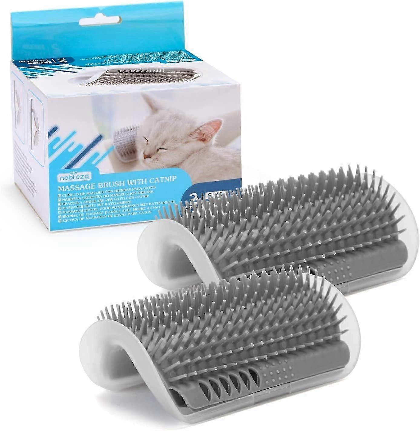 2Pcs Wall Mounted Cat Brush, Cat Grooming Wall Corner Massage Comb with Catnip Catnip, for Long and Short Fur Cats Dogs