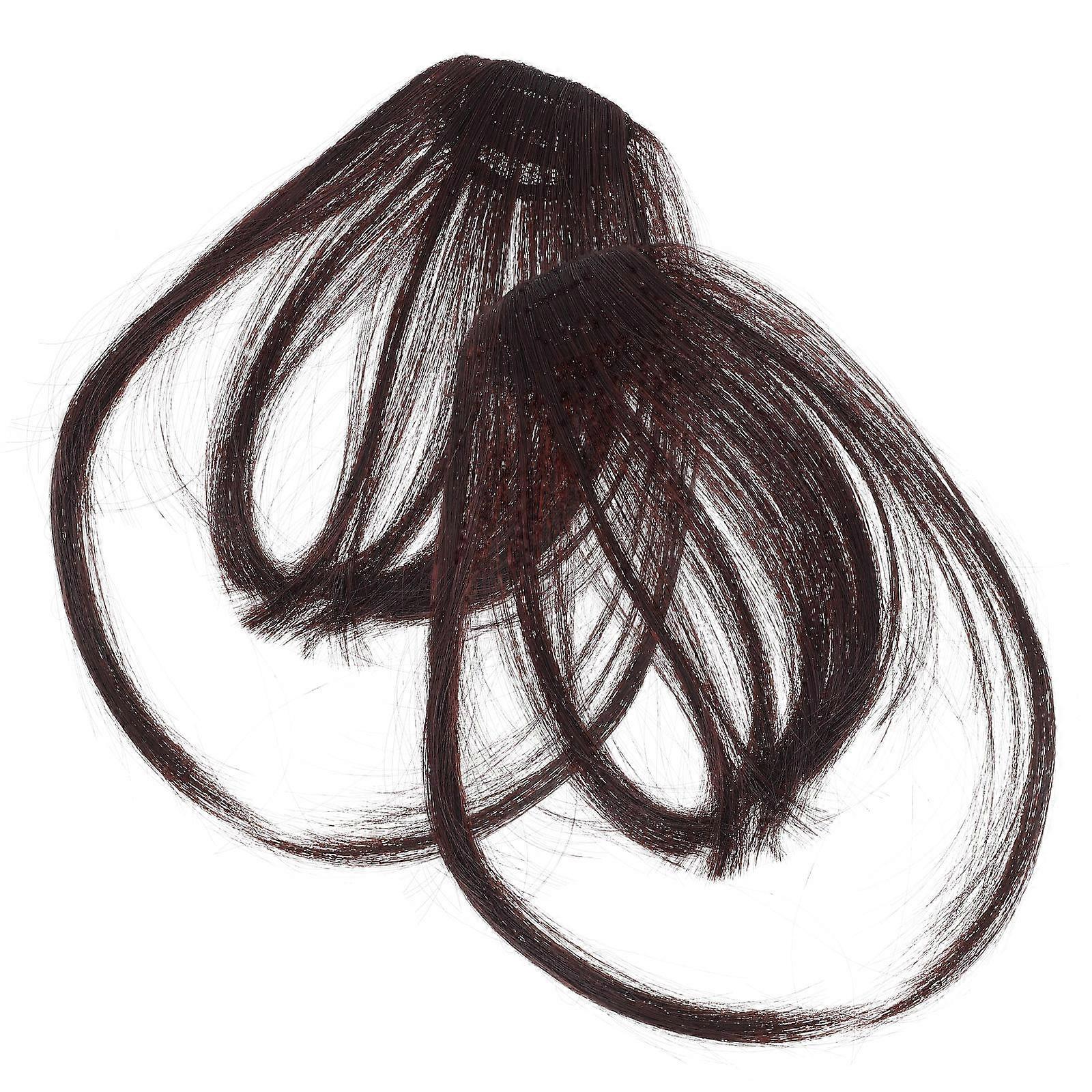 Brown Bangs Hair Extensions for Women Easy to Use High Temperature Fiber