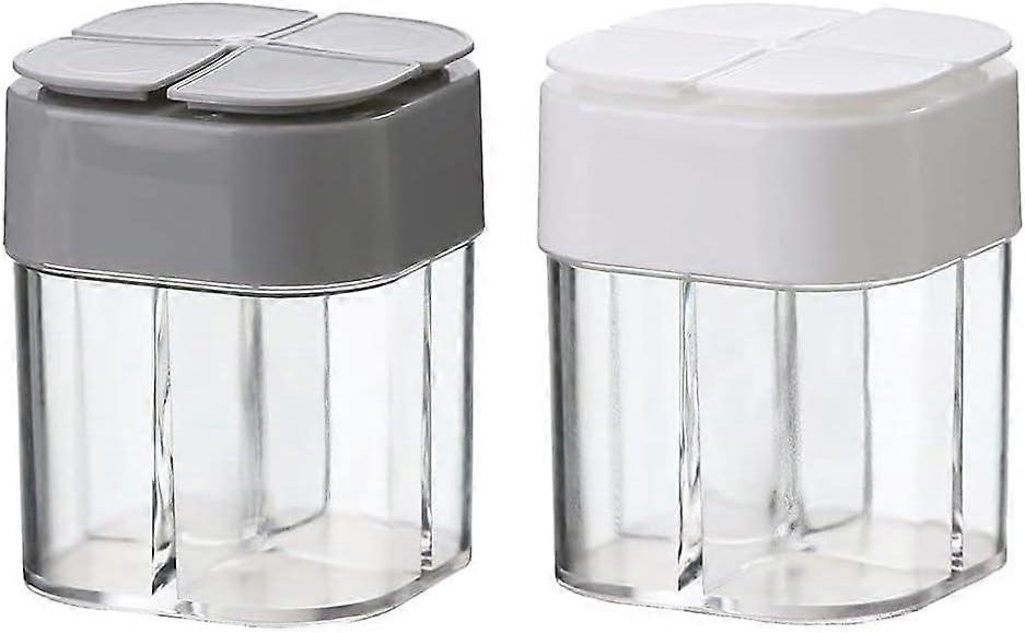 Spice Dispenser with Lid, 4 Compartments, Clear Spice Jars