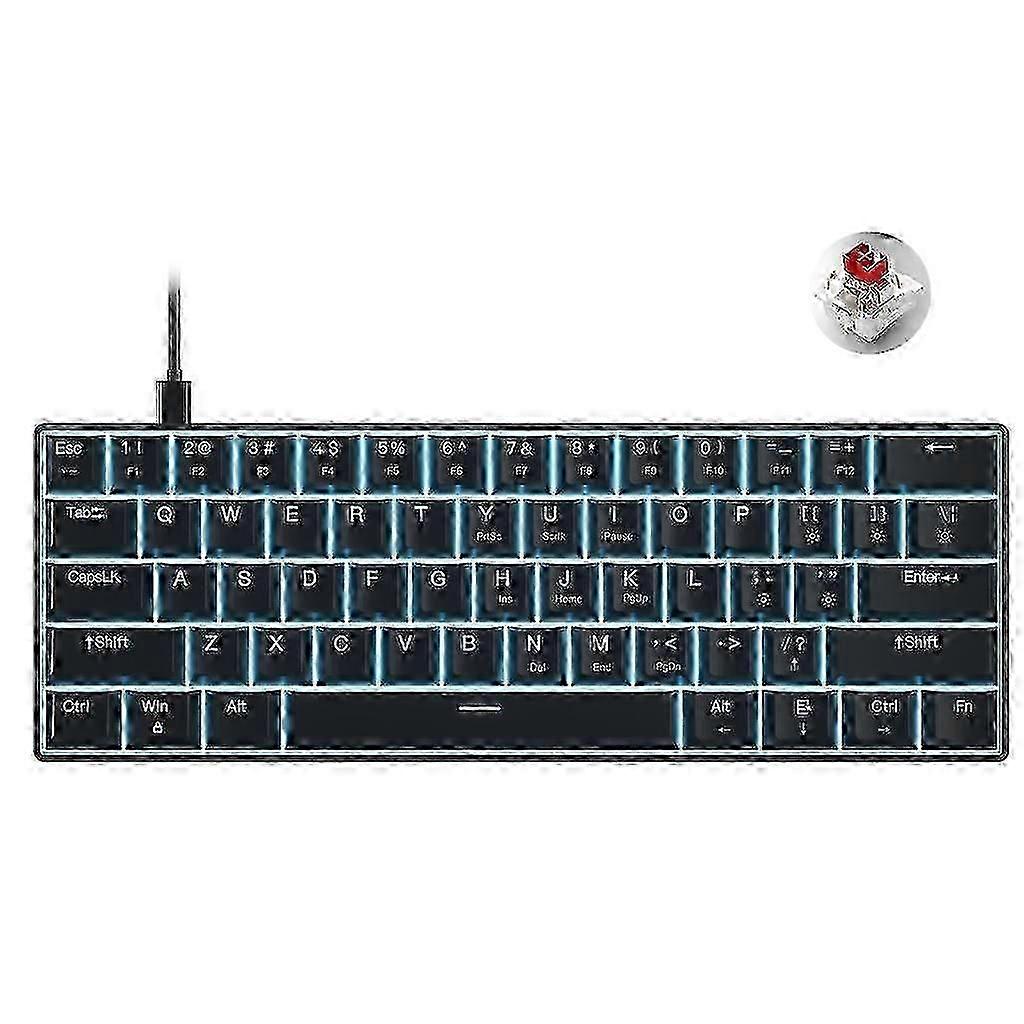 Programmable Mini Keyboard with 61 Blue Backlit Keys and Hot Swap Functionality for PC featuring Green/Red Switches