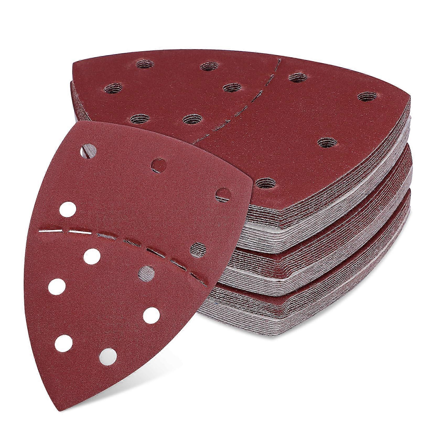 60 pieces sandpaper for detail sander, triangular sanding pads for woodworking, efficient material removal, extensive projects.