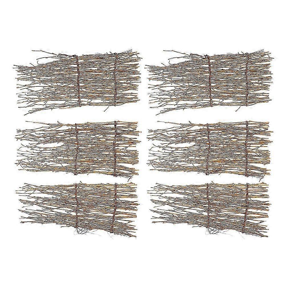 6Pcs Bamboo Sushi Plates with Fence Decor for Japanese Food Presentation