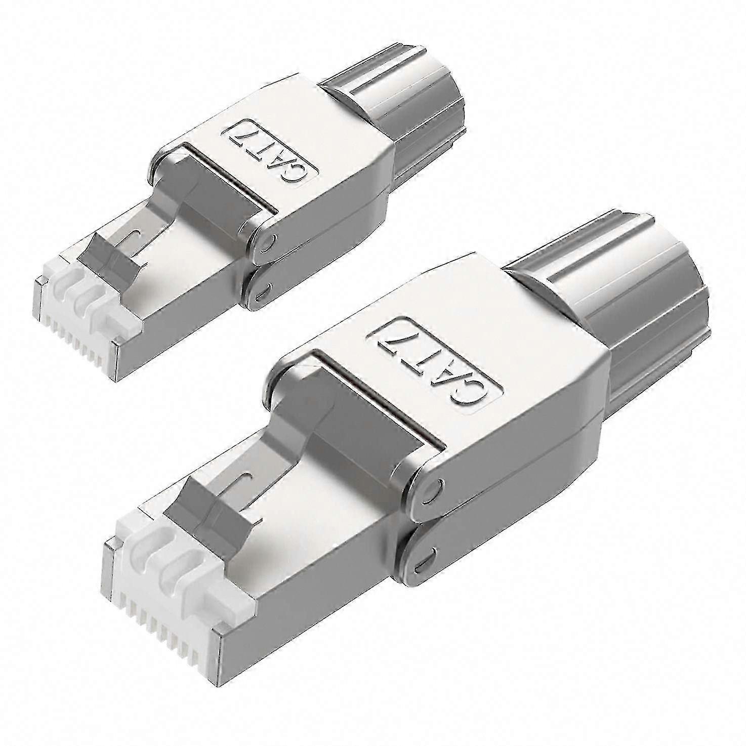 2 Pcs RJ45 Cat7 Shielded Toolless Modular Connectors for Ethernet
