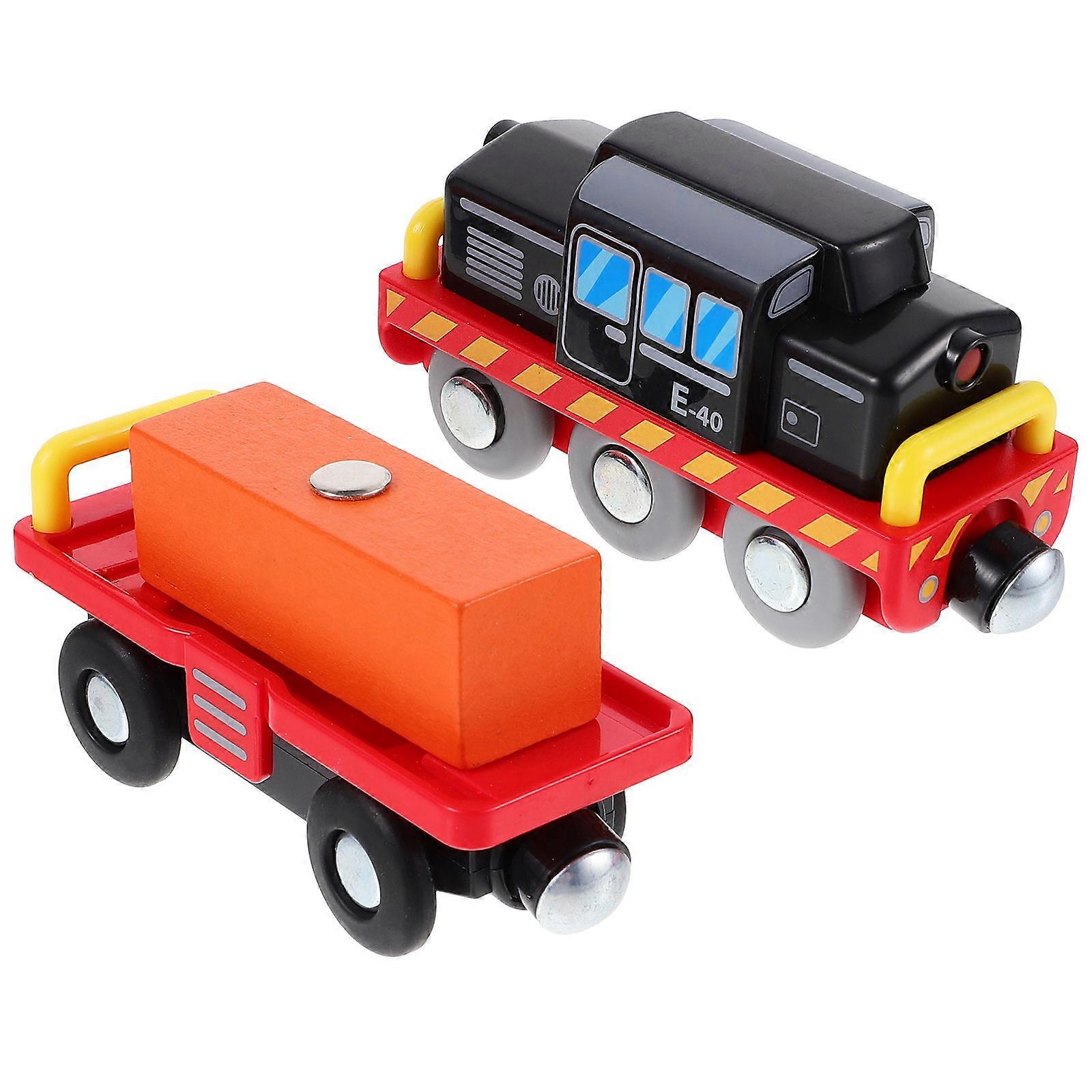 Children Train Toy Miniature Train Toy Birthday Red Wood Plastic Hand-Eye Coordination 1 Set
