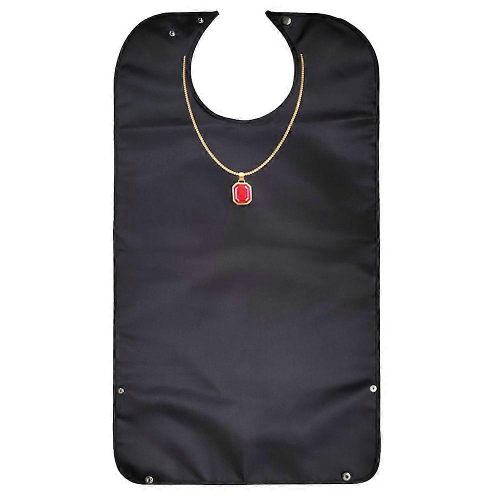 Black Waterproof Polyester Adult Bib with Button Design for Easy Wear and Convenient Storage