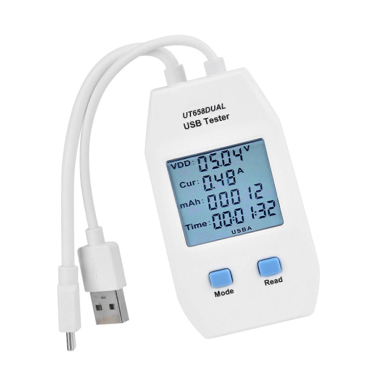 UNi T LCD USB Tester Detector Voltmeter Ammeter Digital Power Capacity Tester Meter(UT658 Dual)