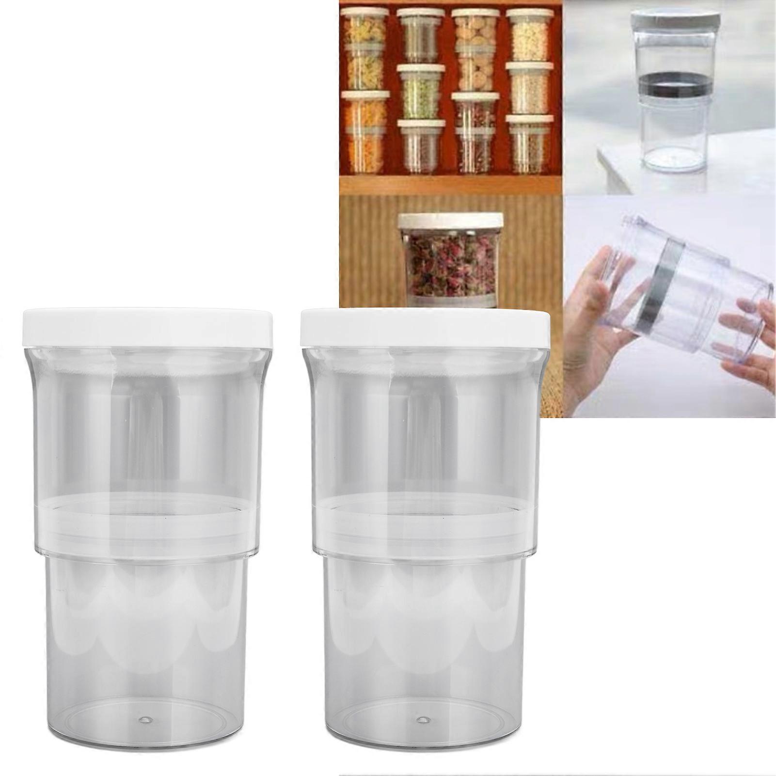 2Pcs Vacuum Food Storage Box Push Type Adjustable 19.4x11cm Transparent