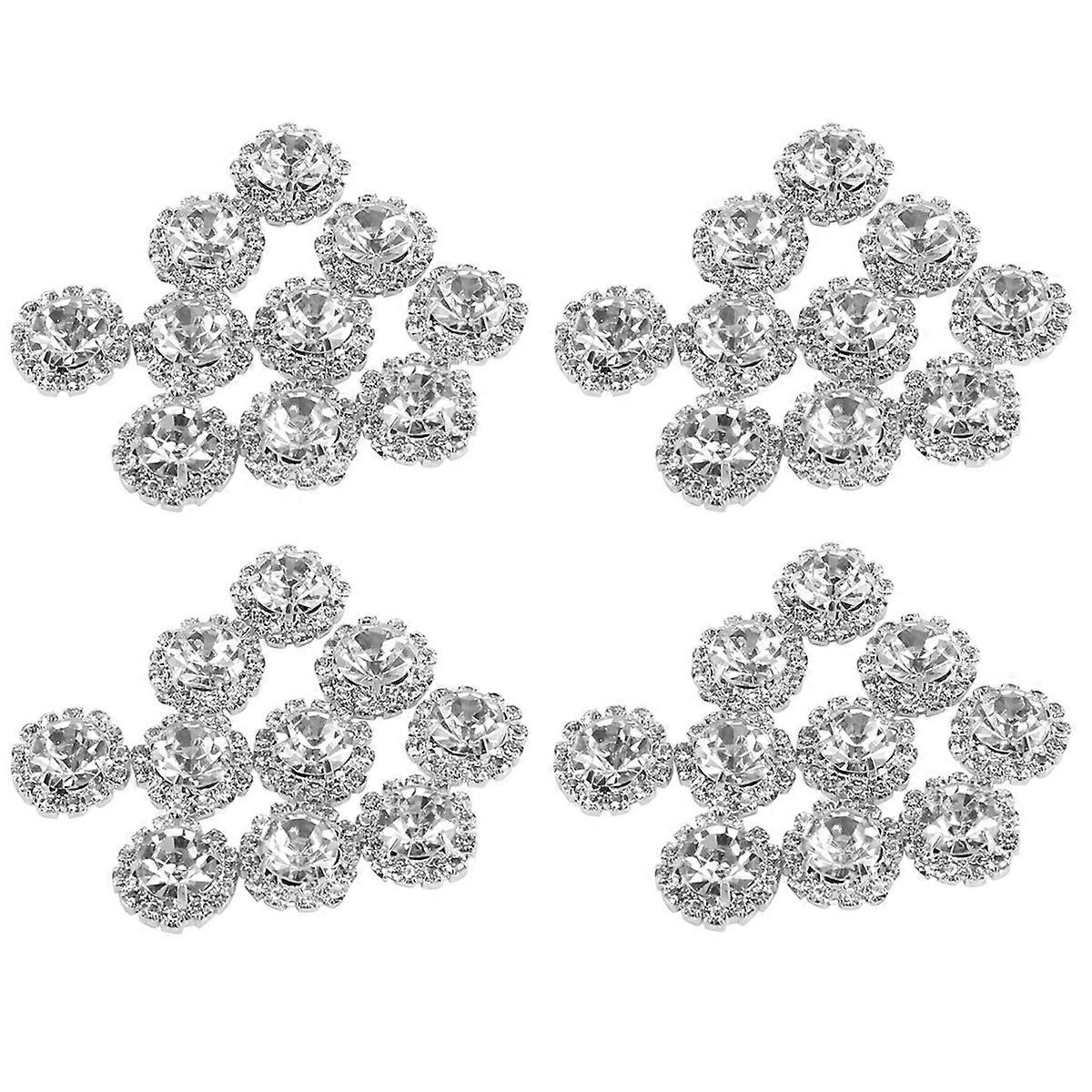 Crystal Rhinestone Button Flat Back Decoration DIY 15mm 40 Pcs Clear