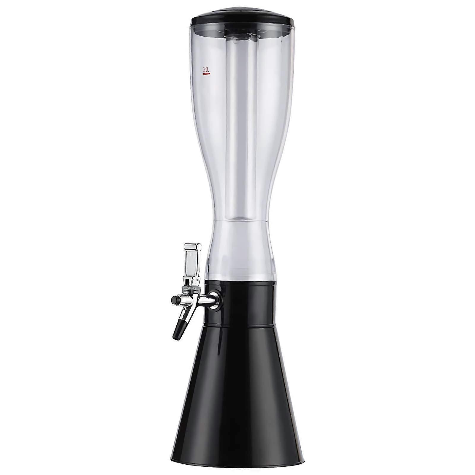 Beer Tower Dispenser 3L Draft Beer Tower for Home Bar, Beverage Dispenser With Faucet and Ice Tube, Easy Clean, Black