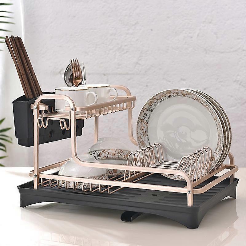 Double-layer Space Aluminum Dish Rack Kitchen Drain Rack Double-layer Drain Rack